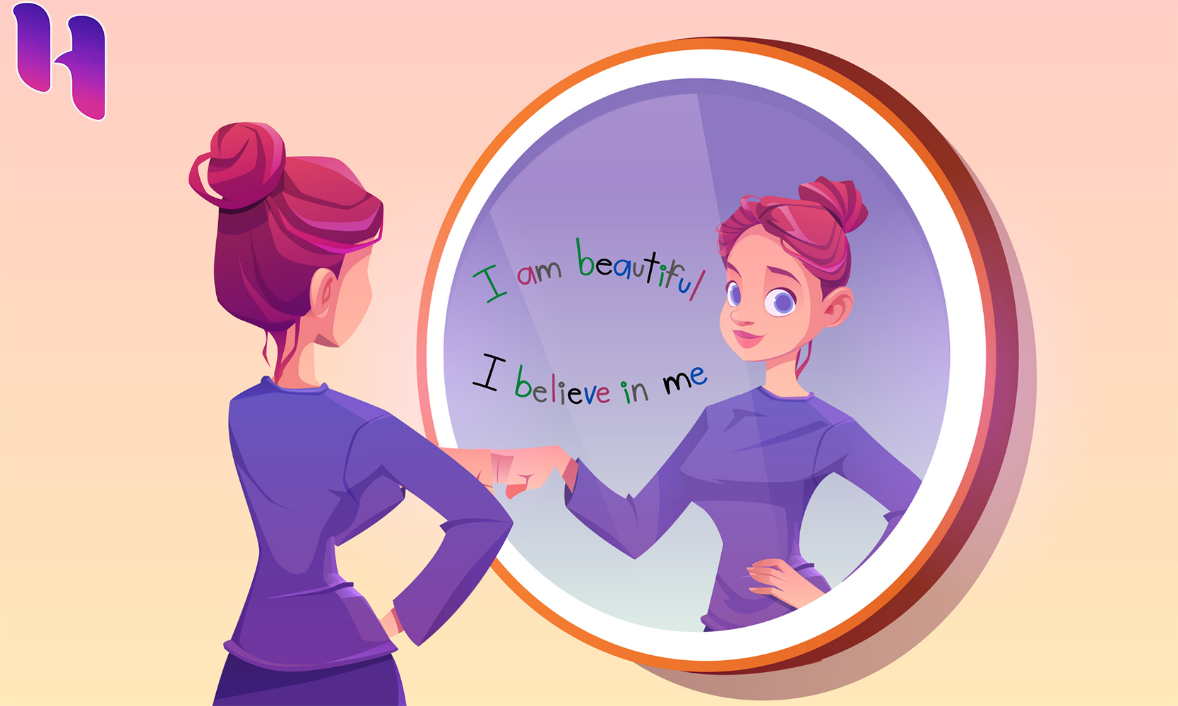 در آینه به خود نگاه کنید و جملات زیبا بگویید